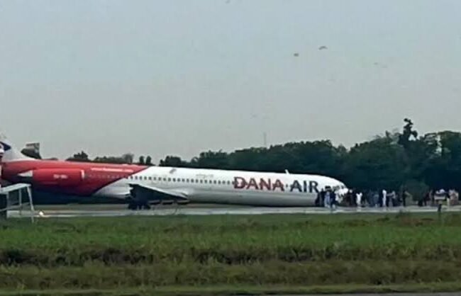 Dana Air plane crash-lands in Lagos