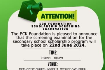 ECK Foundation scholarship screening exercise has been scheduled as follows